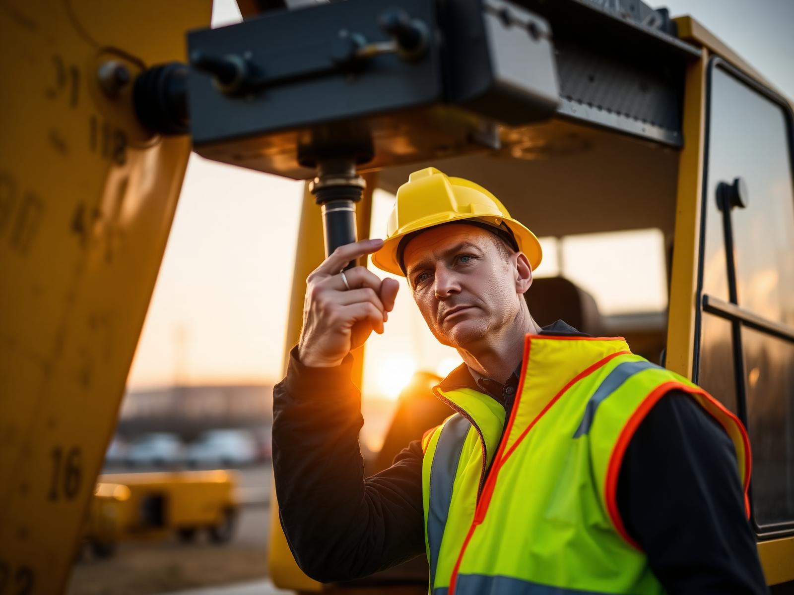 Inspector examining heavy equipment